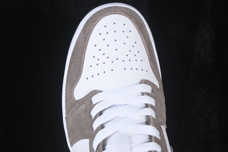 Nike Air Jordan 1 Low Retro Basketball Shoes in White Grey - 553558-046