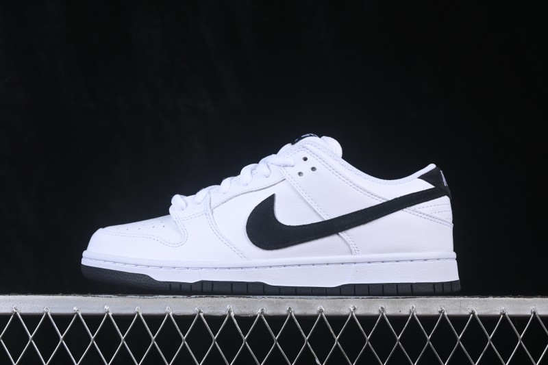 Nike SB Dunk Low Classic White Black Full Leather Low-Top Casual Skate Shoes - HF3704-100