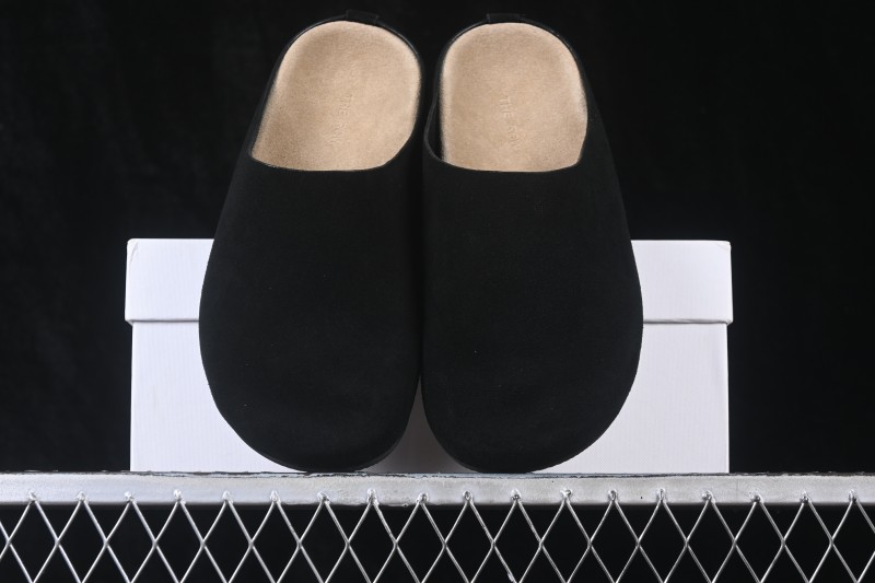 The Row Hudson Round-Toe Half-Covered Casual Mule Slippers - BLK