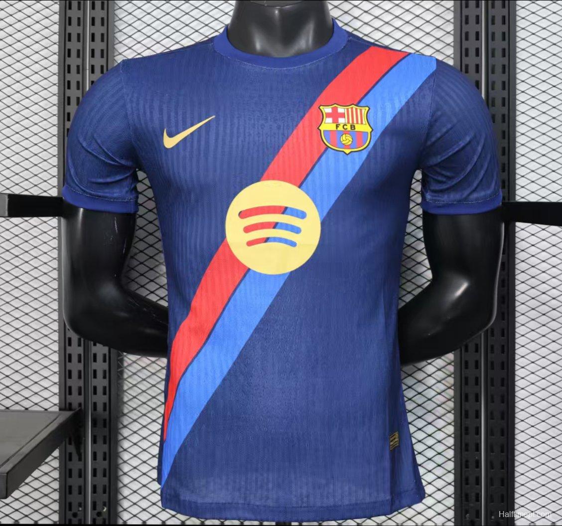 Player Version 25/26 Barcelona Blue with Red and Light Blue Diagonal Stripe Jersey