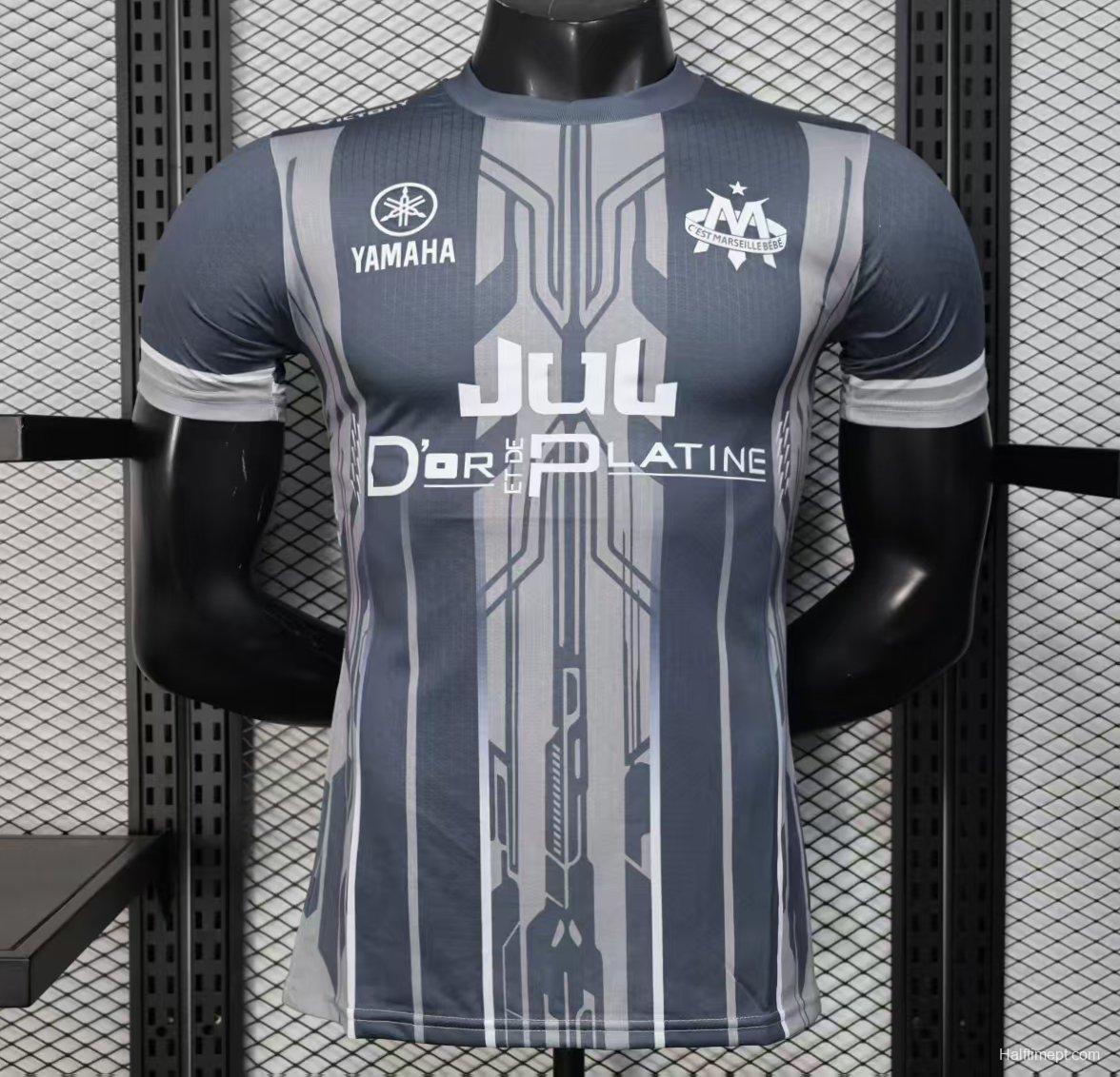 Player Version 25/26 Olympique de Marseille Grey with Geometric Stripes Jersey