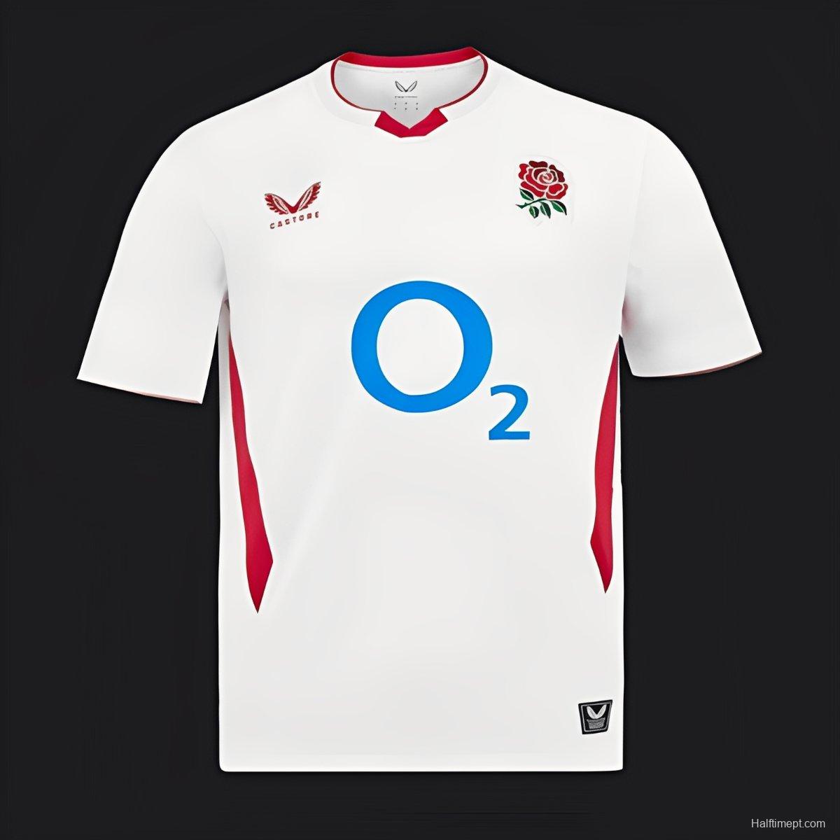 2026 England White with Red Side Panel Rugby Jersey