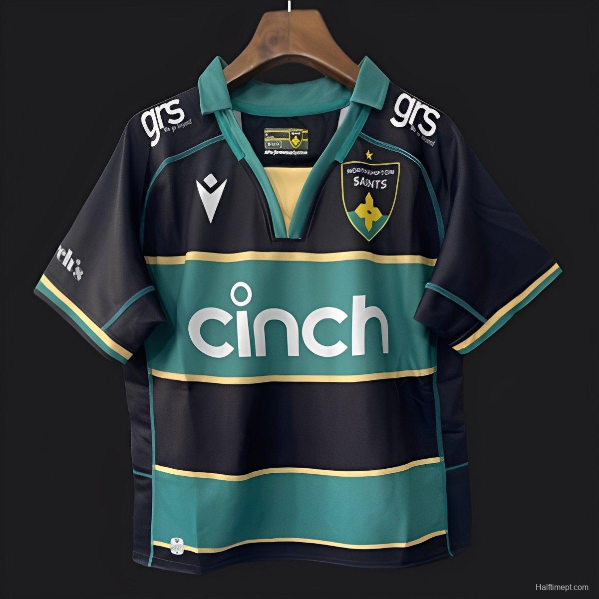 25/26 Northampton Saints Green with Black and Gold Hooped Jersey