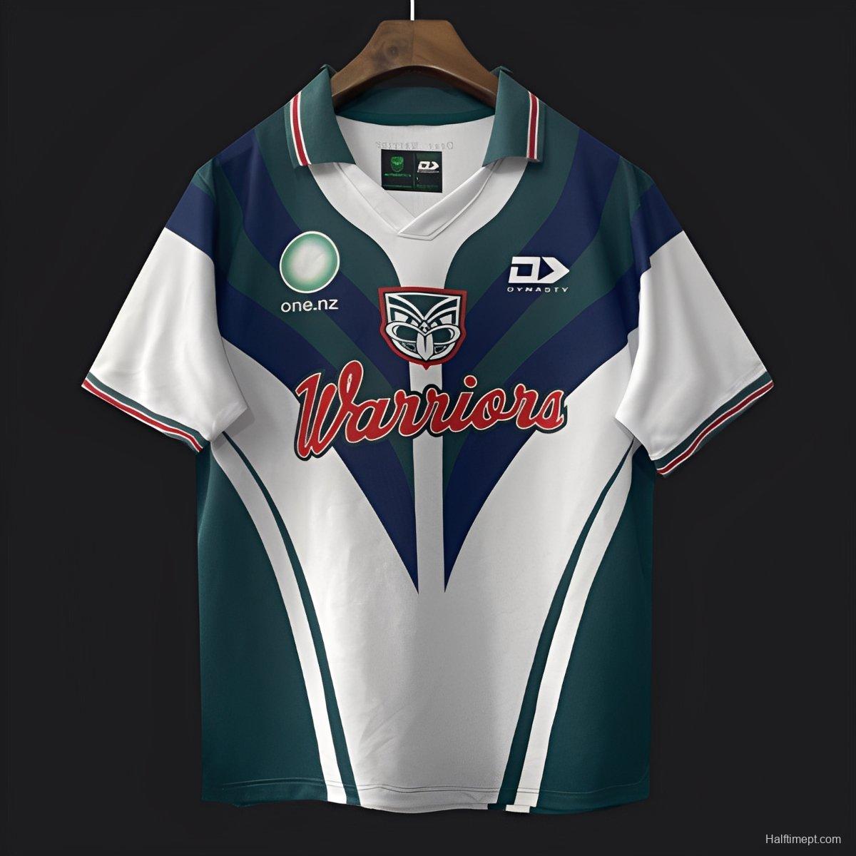 25/26 New Zealand Warriors White with Teal and Navy Chevron Jersey