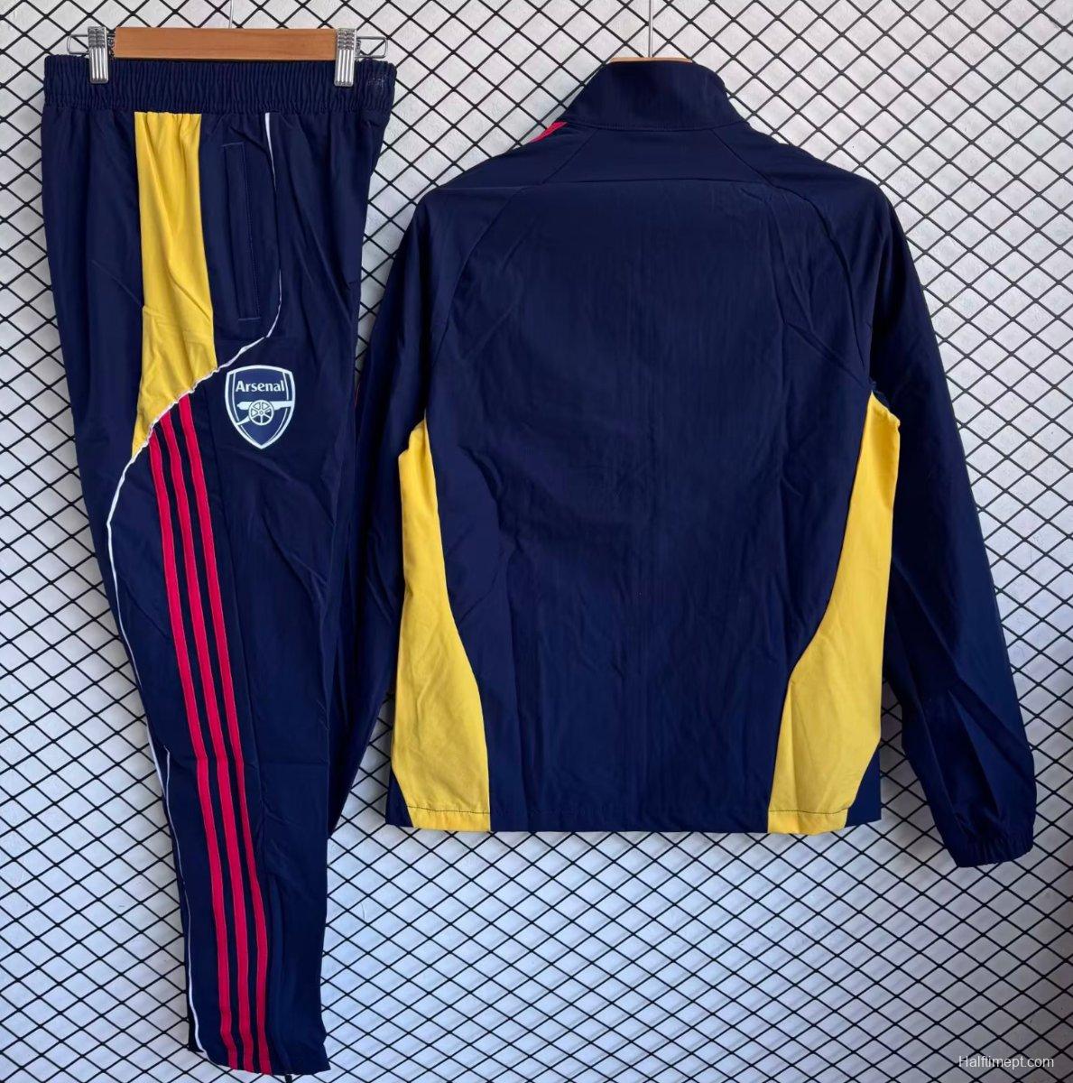 25/26 Arsenal Navy Blue with Red Full zipper Jacket Tracksuit+ long pants