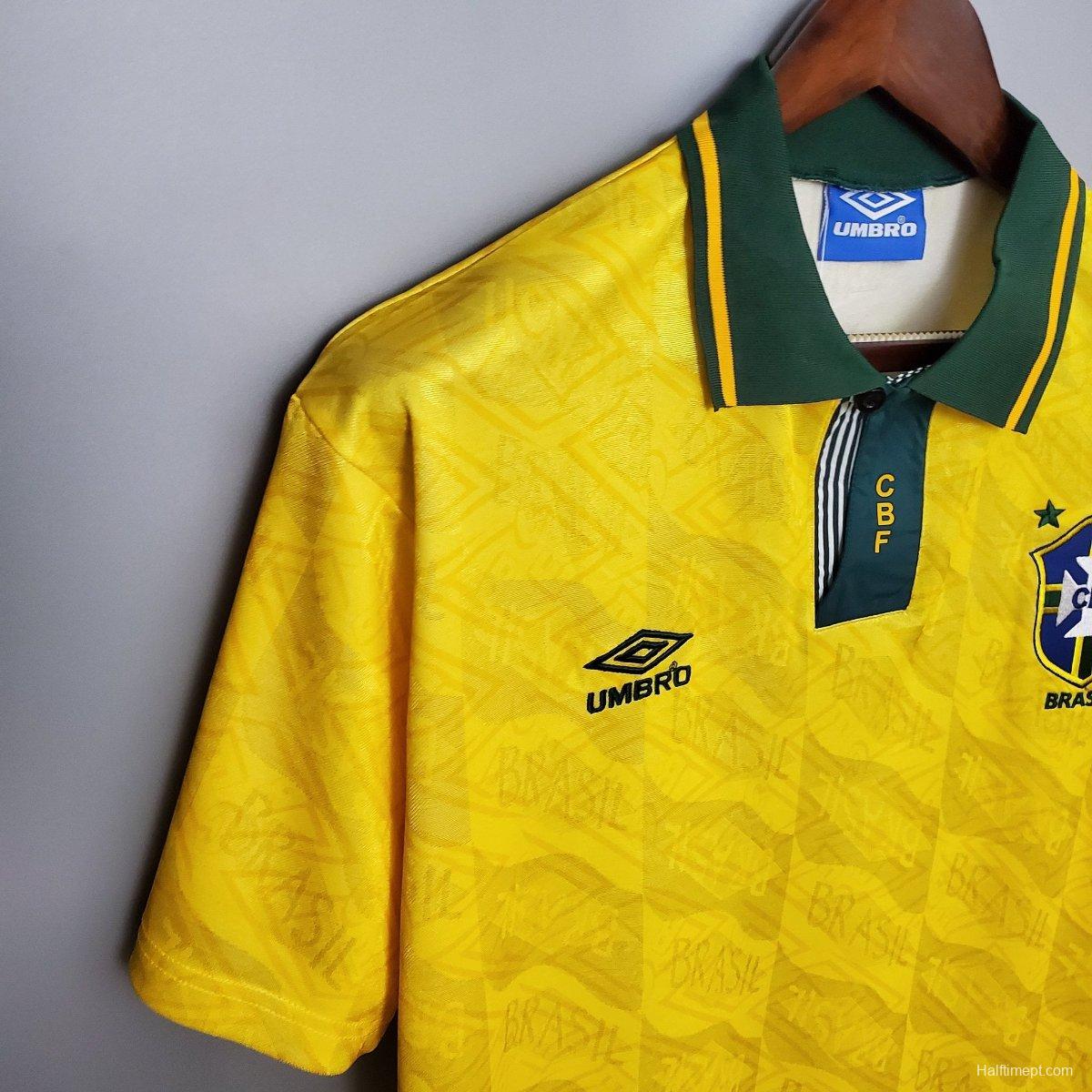 Retro 1991/93 Brazil Home Soccer Jersey