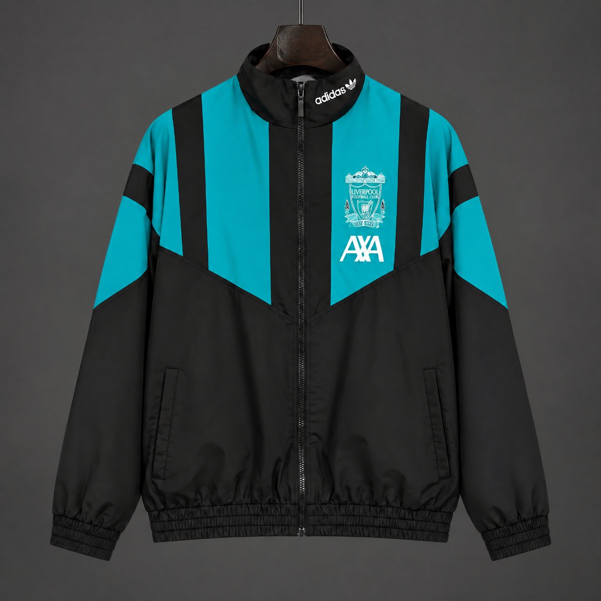 26/27 Liverpool EQT Black Green Full Zipper Windbreaker